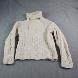 Paul James Sweater Womens Large Wool Turtleneck Fisherman England Cable Knit